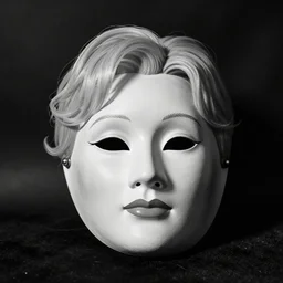 dolly parton onibaba mask, black and white