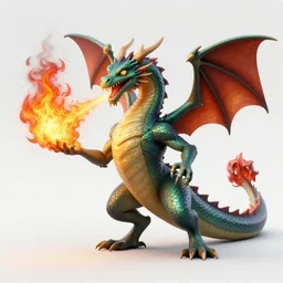 human-dragon hybrid spitting fire