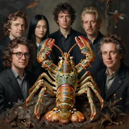 zoological portrait of an lady lobster by kuldar leement and ruan jia and brad rigney and micha karcz and brad rigney