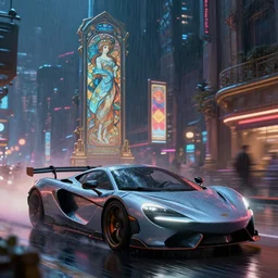 sports car city race, night life, neon glow, heavy rain, deep focus, d & d, fantasy, intricate, elegant, highly detailed, digital painting, artstation, concept art, matte, sharp focus, illustration, hearthstone, art by artgerm and greg rutkowski and alphonse mucha