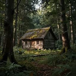 a cottage in the woods and empty woods, 8k, fantasy, hyper realistic, dramatic lighting