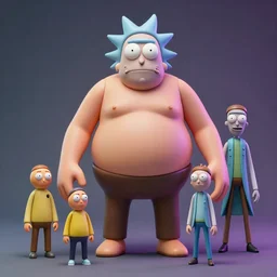 hyperrealistic 3 d rendering, fat smooth cronenberg flesh monster rick and morty by donato giancola and greg rutkowski and wayne barlow and zdzisław beksinski, product photography, action figure, sofubi, studio lighting, colored gels