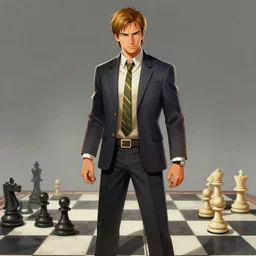 benny from fallout : new vegas game in chess suit, digital art,