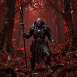 dark elves in a crimson forest.