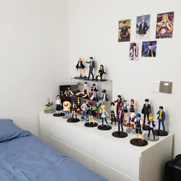 a hikikomori neets bedroom, comme des garcon campaign, anime figurine collection, messy, highly detailed # no filter, realistic