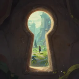 looking through a keyhole into a fantasy world, trending on artstation,