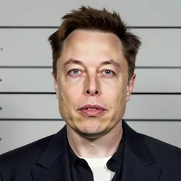 a mugshot from the 1950’s of elon musk