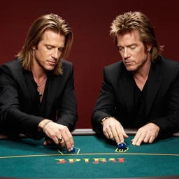 axl rose and john bon jovi playing poker, by rembrandt