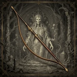 magic item, illustration of long bow, osr dungeon, tomb of horror, illustration, high detail, high resolution