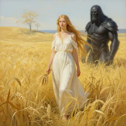 Goddess of the golden harvest painting by Dan Hillier and H. R. Giger and Greg Rutkowski, intricate, highly detailed, trending on artstation, artstationHD, artstationHQ, 4k, 8k, sharp, rich vivid colors