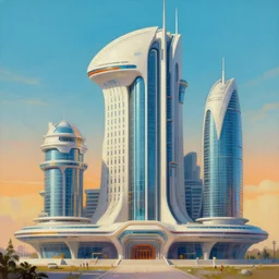 cutaway building painting, retrofuturism, beautiful, highly detailed