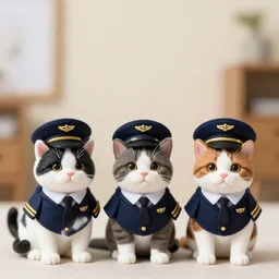 calico cats wearing navy pilot dress uniforms, 3 5 mm, f / 2. 8