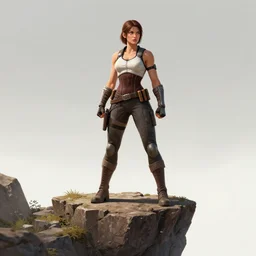 strong female warrior standing on the edge of a cliff by boris vallejo