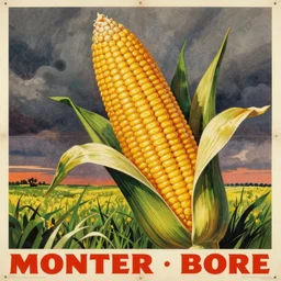 a 1960s soviet propaganda poster about the dangers of monster corn