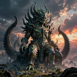 Humanity is consumed by Cthulhu, Giger, Lovecraft, colored.