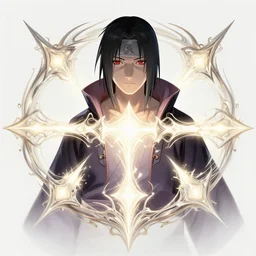 symmetry!! itachi, glowing lights!! intricate, elegant, highly detailed, digital painting, artstation, concept art, smooth, sharp focus, illustration, art by artgerm and greg rutkowski and alphonse mucha