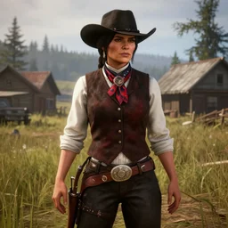 Erna Solberg as a cowboy in Red Dead Redemption 2