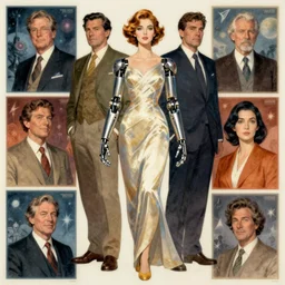 5 0 s pulp scifi fantasy illustration full body portrait elegant woman with biomech arms, by norman rockwell, daniel gerhartz, jack kirby, earle bergey, ruan jia, jason fabok, tom lovell, dean cornwell, raymond swanland, astounding stories, amazing, fantasy, other worlds