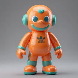 accurate detailed pvc inflated orange & teal colored sports god, full body, futuristic, concept art, character only, detailed art, adidas streetwear, figurine!!!, studio lighting, grey background, no shadow, trending on artstation, 4 k, sharp, highly - detailed, focus on face!!!