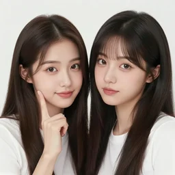 two girls taking a selfie. hyper detailed, photorealistic, photography, pretty, cute. trending on instagram