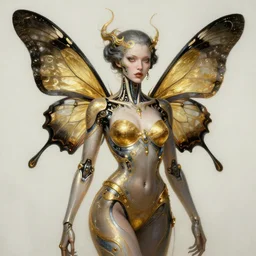 extremely psychedelic beautiful cyborg queen of lsd infected by night. intricate, elegant, highly detailed, extremely lifelike photorealistic digital painting, artstation. steichen, gaston bussiere, tom bagshaw, cyberpunk alphonse mucha. elegant minimalism. anatomically correct. sultry murderous rage. sharp focus. gold and black transparent butterfly wings. lifelike