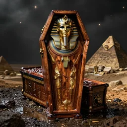 wet plate photography egyptian ghost wooden coffin, orientalism, beksinski