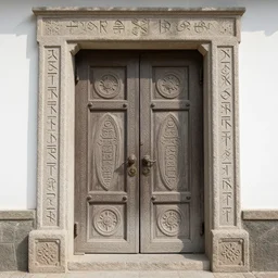 the ancient stone door, inscribed with magical runes, art by donato giancola and greg rutkowski, symmetry!!