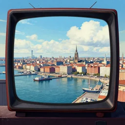 The sky above the port was the colour of television, tuned to a dead channel, book cover illustration, highly detailed