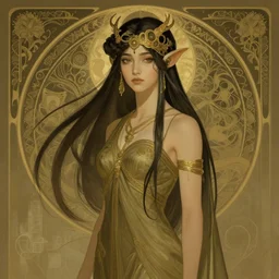 side shot centered portrait, maya ali wind sorcerer, art nouveau, matte painting concept art by terry wei