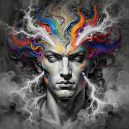 Ramesh Raskar , colorful painting on grey scale face, powerful , magic, thunders, dramatic lighting, intricate, wild, highly detailed, digital painting, artstation, concept art, smooth, sharp focus, illustration, art by artgerm and greg rutkowski and alphonse mucha, footage