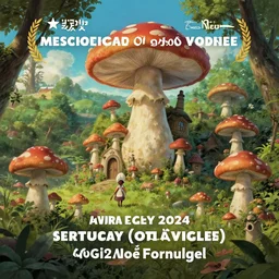mushroom magical village, ghibli art, fantasy, hyper realism, 8 k, masterpiece, award - winning
