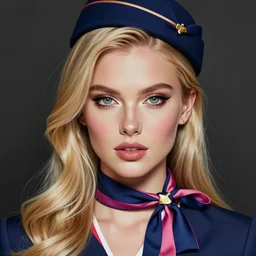 a beautiful fashion blond flight attendant, symmetrical, maximalist, rose frame, art by ilya kuvshinov, rossdraws, sharp focus, art by wlop and artgerm, extreme detail, detailed drawing, hyper detailed face