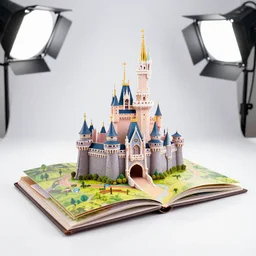 photo still of pop - up book showing a fairytale castle, 8 k, studio lighting bright ambient lighting key light, 8 5 mm f 1. 8