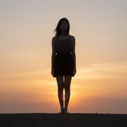 a full body photo of girl from asia, high definition, sunset