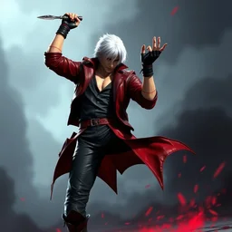 dante from devil may cry dancing, in the style of a 3 d rhythm game, hq, hyper detailed, perfectly shaded.