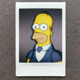 Homer Simpson in a suit, Polaroid photo, 4k, detailed, hyperrealistic