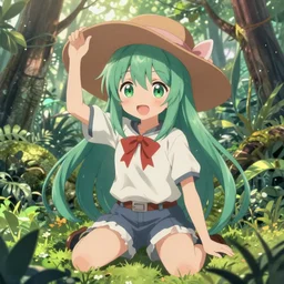 a pixiv fantasia of reimu in the jungle wearing bonnet