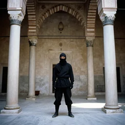 a ninja thief inside inside topkapi palace, 1963, Kodachrome film