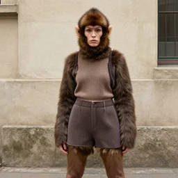 “ a primitive woman like a monkey posing for a photo in a fashion way”