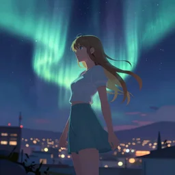 aurora skyline, glowing, alena aenami, artstation, in the style of karol bak