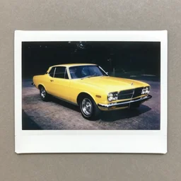 old polaroid shots of a yellow jaguar car