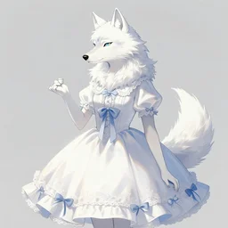 furry white wolf wearing a dress, fantasy, pixiv, concept art