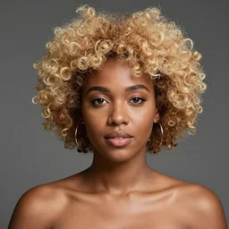 a beautiful black woman with a blonde afro