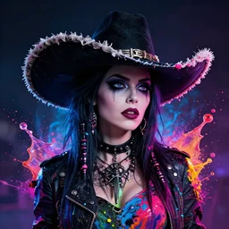 splashes of neon magic, mowhawk, punk women portrait made out of paint, trending on artstation, epic composition, emotional, beautiful, rendered in octane, highly detailed, realistic, tim burton comic book art, sharp focus, unreal engine