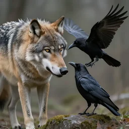 wolf merged with crow,! photorealistic,! concept art