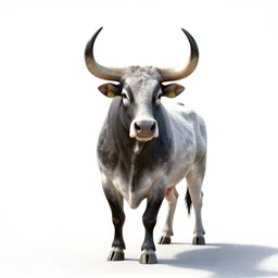 crystal bull, studio photography, full body, isolated on a pure white background, centered, entire subject in frame, sharp focus, soft studio lighting