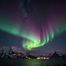 matte painting layered night sky in northern Norway, Stars and northern lights. Cyril Roland naomi okubo.