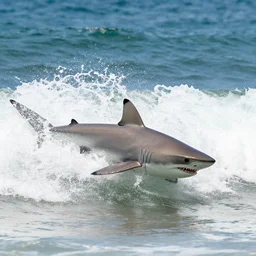 a shark surfing