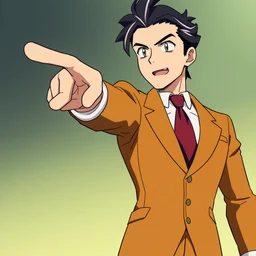 phoenix wright pointing and saying objection, anime