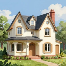 a house designed by lisa frank and thomas kinkade, highly detailed, digital painting, artstation, smooth, sharp focus, 4 k